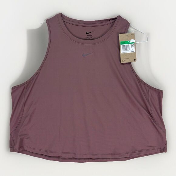 Nike Women's One‎ Classic Dri-FIT Cropped Tank Top Size XL Mauve |FN2845-208| - Picture 1 of 6